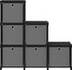 vidaXL Regał z 6 przegrodami, pudełka, czarny, 103x30x72,5 cm, tkanina 4