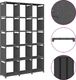 vidaXL Regał z 15 przegrodami, szary, 103x30x175,5 cm, tkanina 2