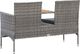 vidaXL 2-osobowa ławka ogrodowa ze stolikiem, 143 cm, rattan PE, szara 4