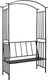 vidaXL Pergola ogrodowa z ławką, czarna, 114x45x205 cm, żelazna 1