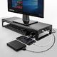 VAYDEER Vaydeer USB 3.0 Hub Monitor Stand Aluminiowy metalowy monitor Riser Obsługuje przesyłanie danych i ładowanie, organizer na biurko na klawiaturę i mysz do 32 cali na laptopa, komputer, MacBook 1