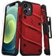 Zizo Bolt Cover - Pancerne etui iPhone 12 Mini ze szkłem 9H na ekran + podstawka uchwyt do paska (czerwony/czarny) 1