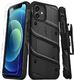 Zizo Bolt Cover - Pancerne etui iPhone 12 / iPhone 12 Pro ze szkłem 9H na ekran + podstawka uchwyt do paska (czarny) 1