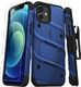 Zizo Bolt Cover - Pancerne etui iPhone 12 / iPhone 12 Pro ze szkłem 9H na ekran + podstawka uchwyt do paska (niebieski/czarny) 1
