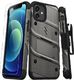 Zizo Bolt Cover - Pancerne etui iPhone 12 / iPhone 12 Pro ze szkłem 9H na ekran + podstawka uchwyt do paska (szary) 1