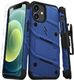 Zizo Bolt Cover - Pancerne etui iPhone 12 Mini ze szkłem 9H na ekran + podstawka uchwyt do paska (niebieski/czarny) 1