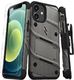 Zizo Bolt Cover - Pancerne etui iPhone 12 Mini ze szkłem 9H na ekran + podstawka uchwyt do paska (szary) 1