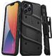 Zizo Bolt Cover - Pancerne etui iPhone 12 Pro Max ze szkłem 9H na ekran + podstawka uchwyt do paska (czarny) 1