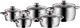 WMF Quality Jeden zestaw garnków, 5 sztuk, polerowana stal nierdzewna Cromargan, garnki ze szklaną pokrywą, garnki indukcyjne, garnek indukcyjny, otwór parowy, niepowlekany 1