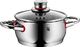 WMF Quality Jeden zestaw garnków, 5 sztuk, polerowana stal nierdzewna Cromargan, garnki ze szklaną pokrywą, garnki indukcyjne, garnek indukcyjny, otwór parowy, niepowlekany 8