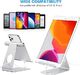 Stojak Omoton Podstawka OMOTON do iPada Air, iPada Mini, iPada Pro 9,7 do 12 cali, podstawka do tabletu Samsung z regulowanym kątem i wyjściem kabla ładującego, stabilny, aluminiowy uchwyt w kolorze srebrnym 3