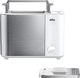 Toster Braun Braun IDCollection Toster HT5010 WH - z podwójną szczeliną, funkcją bajgla do jednostronnego opiekania, 13 stopni opiekania, funkcją rozmrażania, w tym przystawka do bułki, 1000 W, biały / stal nierdzewna 1