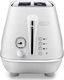 Toster DeLonghi DeLonghi Toster Distinta Moments CTIN2103.W - Toster z 2 komorami i pokrywką, stal nierdzewna w stylowym matowym metalicznym wykończeniu z chromowanymi detalami, biały 1