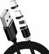 Kabel USB Kabel USB Magnetyczny 3w1 Micro USB/ TYP C USB-C/ IPhone Lightning Przewód Nylonowy Magnetic podświetlany LED czarny 6