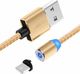Kabel USB Kabel USB Magnetyczny 3w1 Micro USB/ TYP C USB-C/ IPhone Lightning Przewód Nylonowy Magnetic podświetlany LED złoty 5