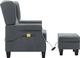 vidaXL Fotel masujący z podnóżkiem, jasnoszary, obity tkaniną 5