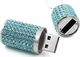 Pendrive Shooo Shooo USB Flash Drive, Bling Rhinestone Diamond Crystal Glitter Lipstick Case Luminous Jewelry Naszyjnik, 64 GB, Lake Blue 7