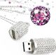 Pendrive Shooo Shooo 5 sztuk USB Flash Drive, Bling Rhinestone Diamentowy Kryształ Glitter Szminka Case LuminousBiżuteria Naszyjnik, 16 GB, Czyste Srebro 2