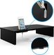 BONTEC Stojak BONTEC na komputer, stolik pod monitor, stojak na monitor z uchwytem na telefon, ergonomiczny stojak na drukarkę do laptopa z prowadzeniem kabli do laptopa, komputera, notebooka, iMaca, PC, 42CM, czarny 5