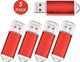 Pendrive Datarm Pamięć flash USB 4 GB 5 sztuk Pendrive - mała pendrive 4 GB Przenośna pamięć flash USB 2.0 - pendrive z czerwonym metalem Nośnik danych z nasadką Datarm 1