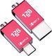 Pendrive Keple Pamięć USB 128 GB czerwona podwójna pamięć flash USB C 3.0 OTG Kompatybilna z Samsung Galaxy S9 S8 S8 +, S10 S10 + S10e, Note 8 9, A3 A5 A7 (2017) A8, Tab S3 9, 7 S4 10, 5 128 GB Type C 1