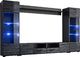 FURNIVAL Meblościanka MODICA czarny mat/czarny połysk efekt 3D FURNIVAL 1