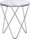 Beliani Stolik pomocniczy efekt marmuru biało-srebrny MERIDIAN II 1