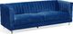 Beliani Sofa 3-osobowa welurowa niebieska ARVIKA 5