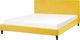 Beliani Łóżko welurowe 180 x 200 cm żółte FITOU 1