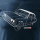 Topslang Koszulka z samochodem Fiat 125p męska granatowa REGULAR XL 2