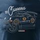 Topslang Koszulka z samochodem Porsche Carrera 911 męska granatowa SLIM S 2