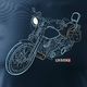 Topslang Koszulka motocyklowa z motocyklem Harley Chopper męska granatowa SLIM S 1