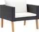 vidaXL Pojedyncza sofa ogrodowa z poduszkami, rattan PE, czarny 1