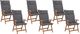 Beliani Zestaw 6 krzeseł ogrodowych drewnianych z grafitowymi poduszkami JAVA 1