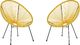 Beliani Zestaw 2 krzeseł rattanowy żółty ACAPULCO II 1