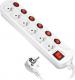 Listwa zasilająca Orno Multiswitch przeciwprzepięciowa 6 gniazd 1.5 m biała (OR-AE-13162-1,5M) 1