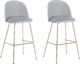 Beliani Zestaw 2 krzeseł barowych welurowy szary ARCOLA 1