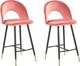 Beliani Zestaw 2 krzeseł barowych welurowy koralowy FALTON 1