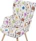 Beliani Fotel z podnóżkiem w kwiaty kremowy VEJLE 4