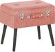 Beliani Stołek ze schowkiem sztruksowy różowy MALLARD 1