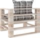 vidaXL VidaXL Sofa ogrodowa z palet, z poduszkami w szarą kratę, sosna 3