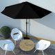 vidaXL Półparasol balkonowy, aluminiowy słupek, czarny, 300x150x253 cm 1