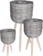 Home Styling Collection Kwietnik stojak DONICZKA drewniana pleciona osłonka podstawa 3 sztuki 1
