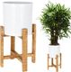 Home Styling Collection Kwietnik osłonka DONICZKA metalowa biała na drewnianym stojaku 50 cm na rośliny kwiaty 1
