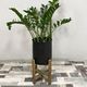 Home Styling Collection Kwietnik osłonka DONICZKA metalowa czarna na drewnianym stojaku 50 cm na rośliny kwiaty 5