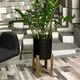Home Styling Collection Kwietnik osłonka DONICZKA metalowa czarna na drewnianym stojaku 50 cm na rośliny kwiaty 6