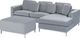 Beliani Narożnik z otomaną welurowy lewostronny szary OSLO 3