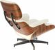 D2 Design Fotel Vip z podnóżkiem biały/rosewood/ srebrna baza 3