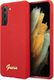 Guess Guess GUHCS21SLSLMGRE S21 G991 czerwony/red hardcase Silicone Script Metal Logo 1