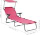 vidaXL VidaXL Leżak z daszkiem, stal, różowy 8